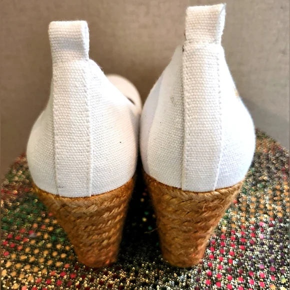 Viscata Barcelona white and tan Espadrille Wedges Size 39(9) EUC - Picture 4 of 11
